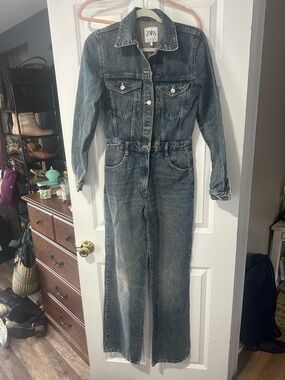 ZARA Blue Denim Jumpsuit